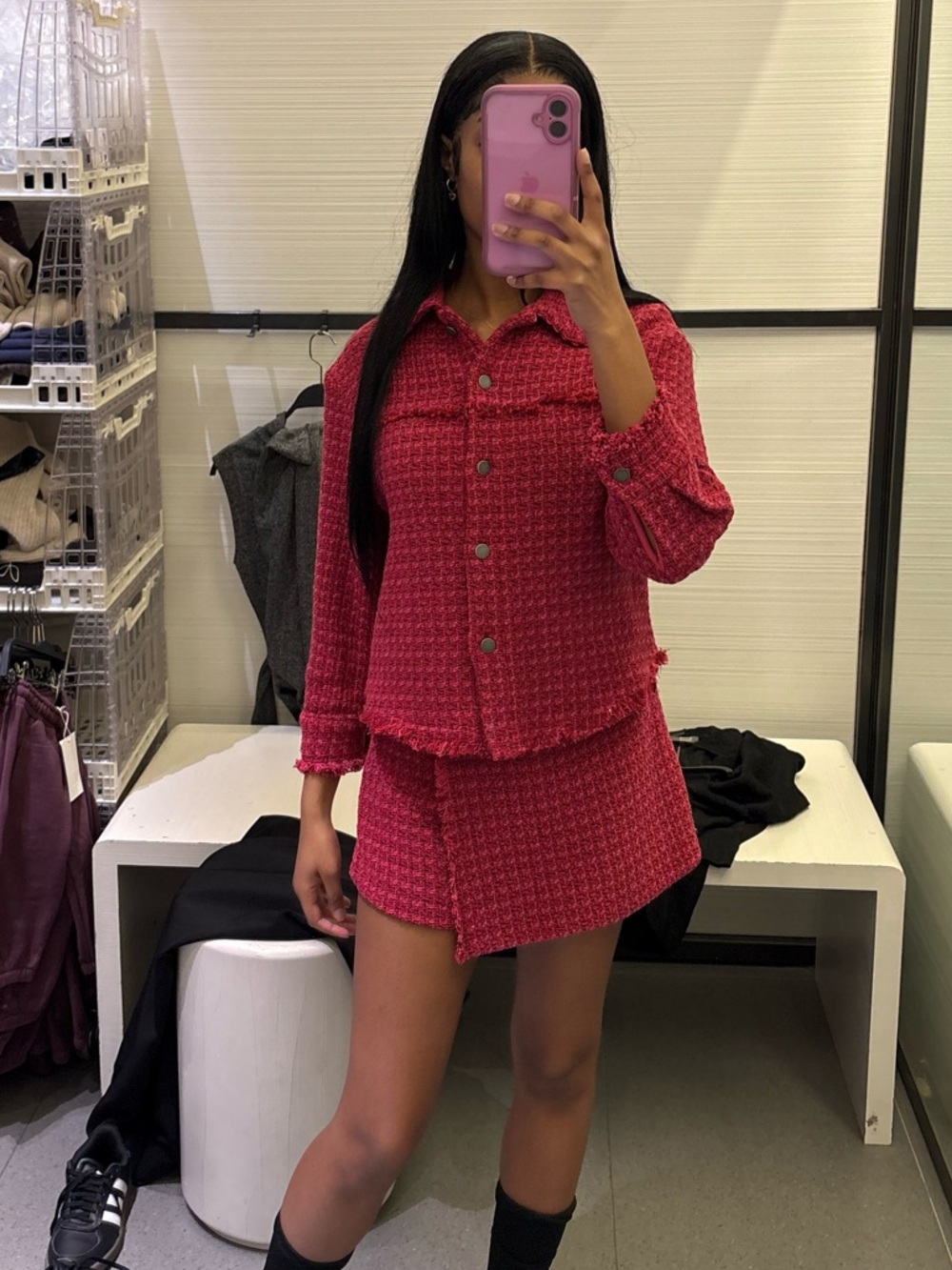 ZARA TWEED BLAZER SKORT SET